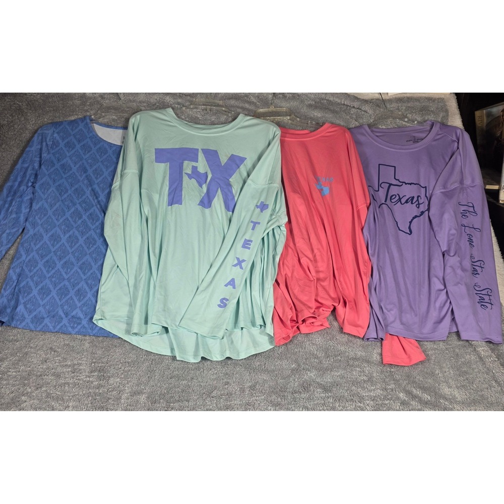 State of Mine Hang Ten Texas Long Sleeve Shirt Bundle Women L XL Multicolor Good